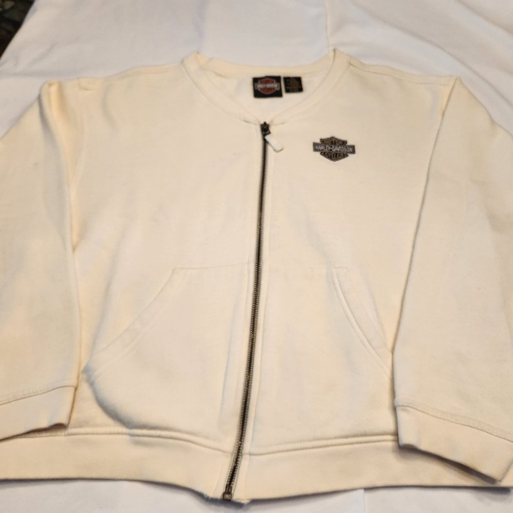 Harley Davidson Creme Fleece Zip Up Women's Size M